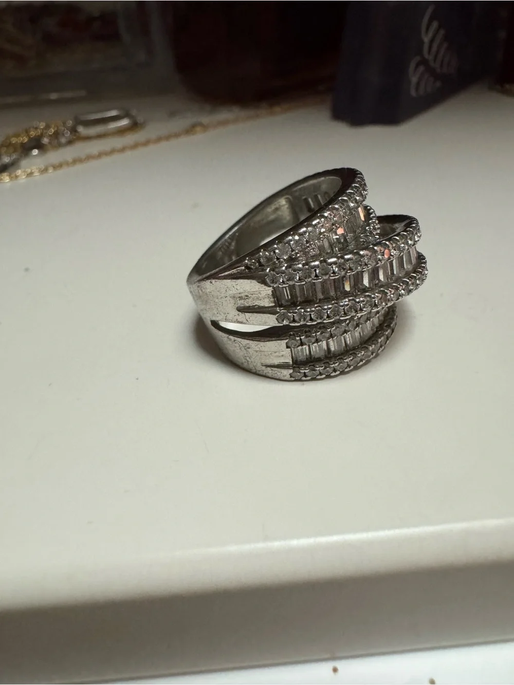Silver Multi-row Pavé Crystal Wrap Ring